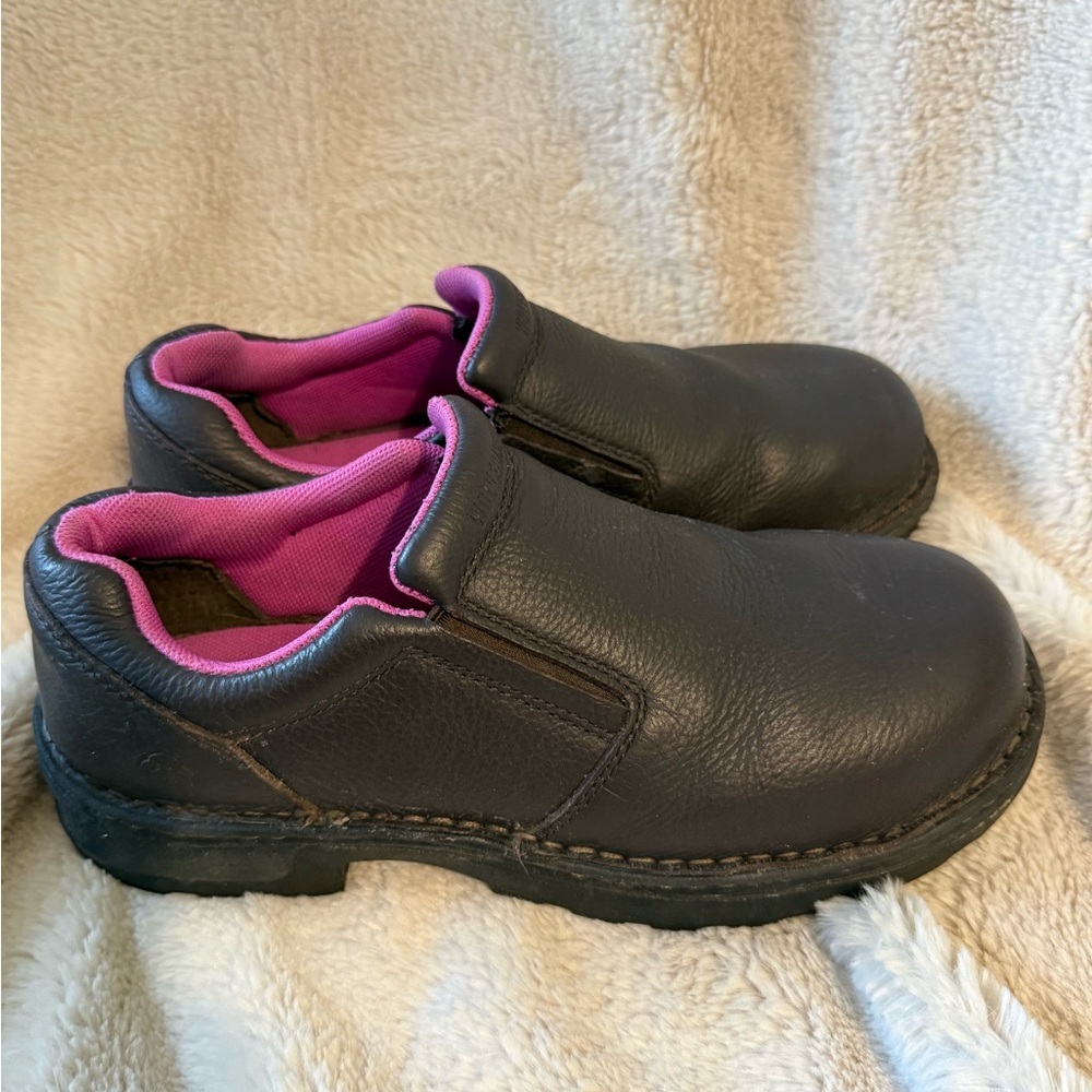 Wolverine Women's Bailey Leather Safety Shoes - Brown Sz 8W Steel Toe VGUC